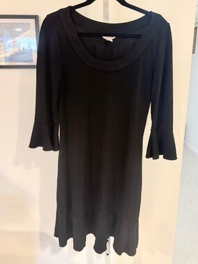White House Black Market Black Ruffle-Sleeve Midi Dress